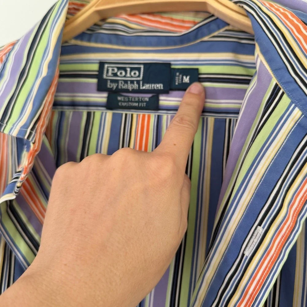 Polo Ralph Lauren Westerton Custom Fit Striped Shirt Mens Medium Cotton